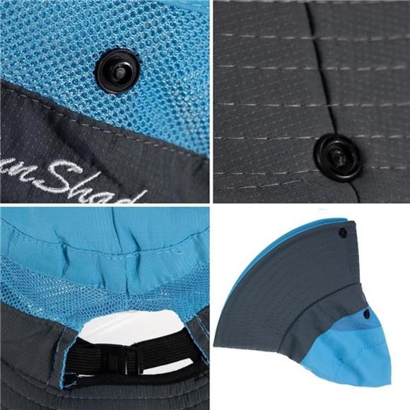 Women's Outdoor UV Protection Sun Hats Mesh Beach Fishing Hat Ponytail Hole - Picture 5 of 7